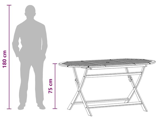 Tömör eukaliptuszfa összecsukható kerti asztal 160 x 85 x 75 cm