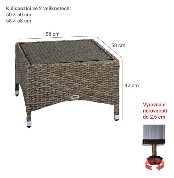 STILISTA Kerti asztal 58 x 58 cm polyrattan fekete