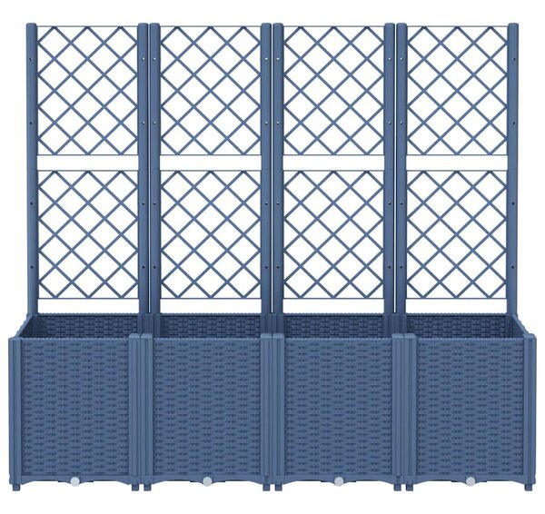 Kékszürke polipropilén rácsos kerti ültetőláda 160 x 40 x 140 cm