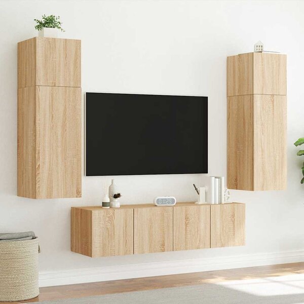 Sonoma tölgy színű fali TV-szekrény LED-ekkel 80x35x31 cm