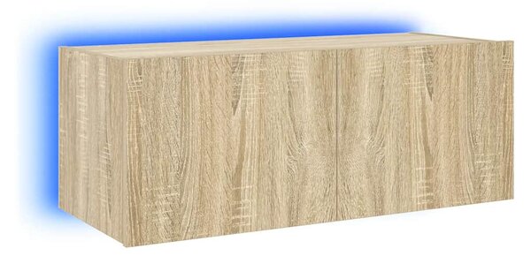 Sonoma tölgy színű fali TV-szekrény LED-ekkel 80x35x31 cm