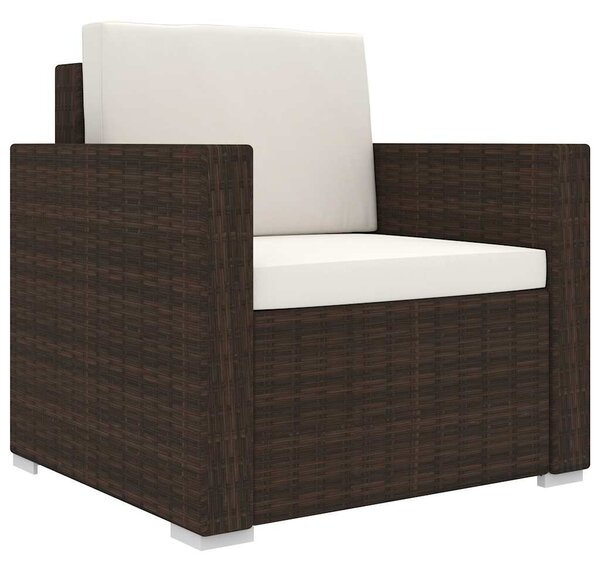11 részes barna polyrattan kerti bútorszett párnákkal