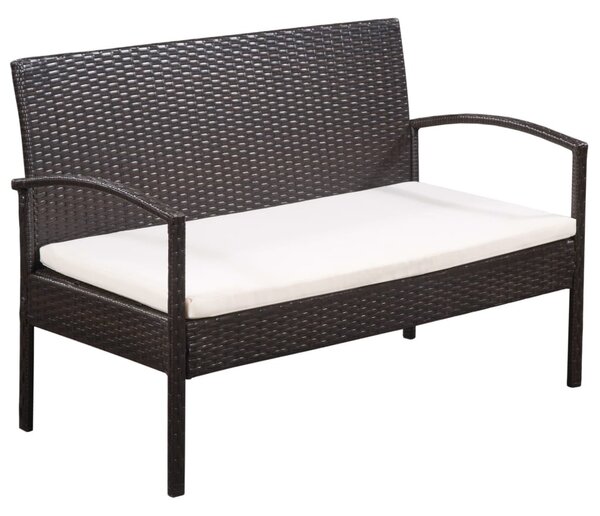 5-részes barna polyrattan kerti bútorszett párnákkal