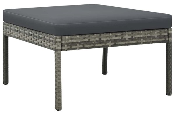 3-részes szürke polyrattan kerti bútorszett párnákkal