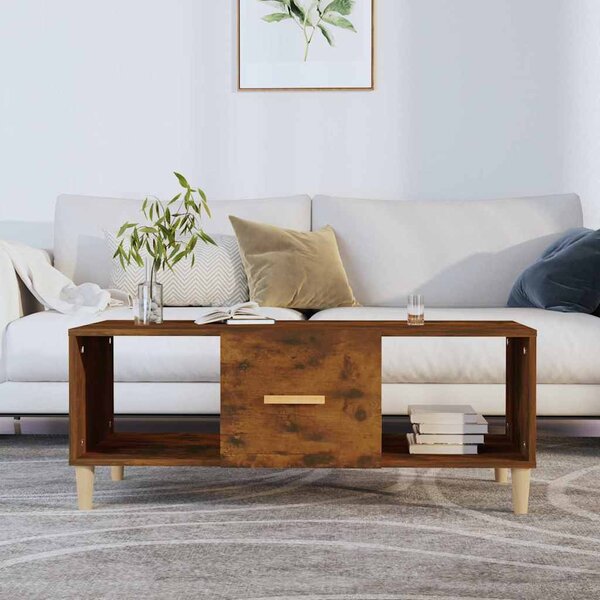 Füstös tölgy színű szerelt fa dohányzóasztal 102 x 50 x 40 cm