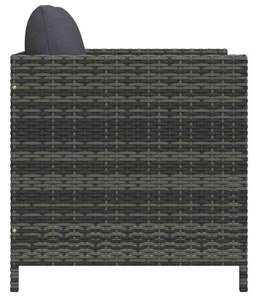 Szürke polyrattan kerti kanapé párnákkal