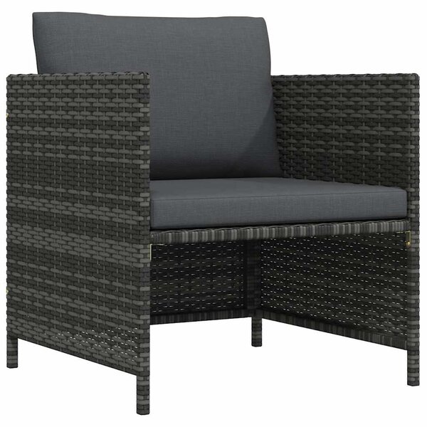 Szürke polyrattan kerti kanapé párnákkal