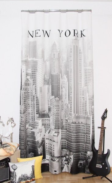 New York drapéria, fekete-fehér Szélesség: 160 cm | Hossz: 250 cm (1 darabos készletben)