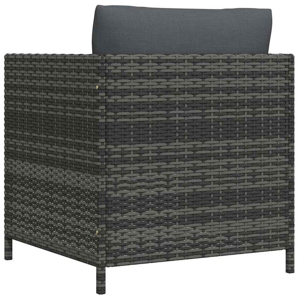 Szürke polyrattan kerti kanapé párnákkal