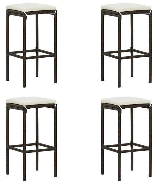 5 darabos barna polyrattan kerti bárszett párnákkal