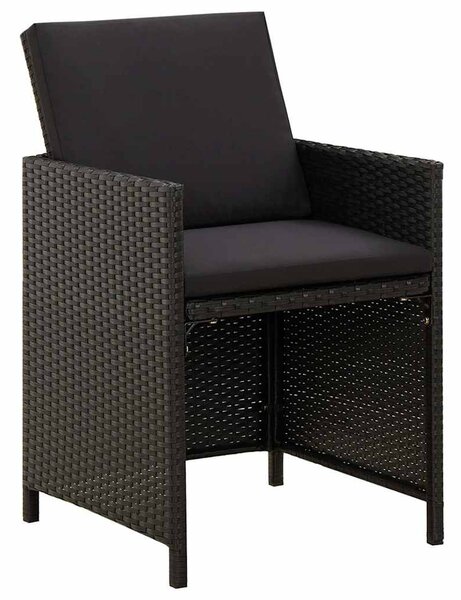2 db fekete polyrattan kerti szék párnával