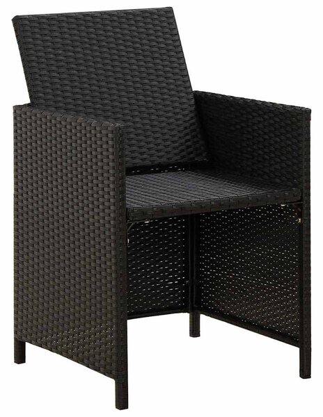 2 db fekete polyrattan kerti szék párnával