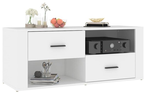 Fehér szerelt fa TV-szekrény 100 x 35 x 40 cm