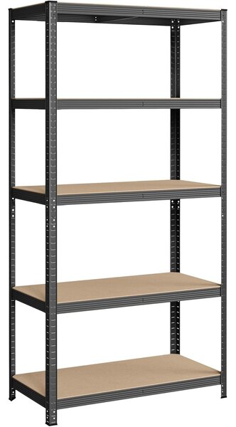 5 szintes fém tároló polc, teherbírás 600 kg, 50 x 100 x 200 cm, szürke