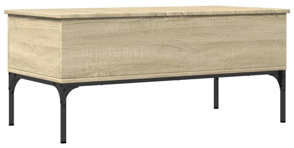 Sonoma tölgy szerelt fa és fém dohányzóasztal 100x50x45 cm