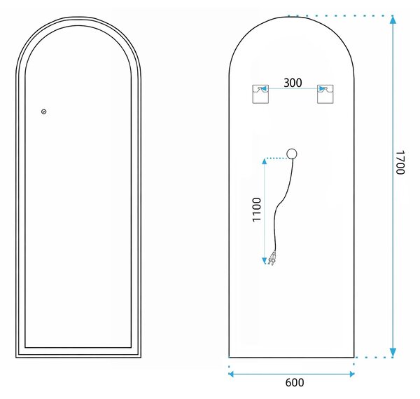 Tükör LED Orbit 60x170cm White