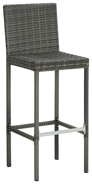 2 db szürke polyrattan kerti bárszék párnával