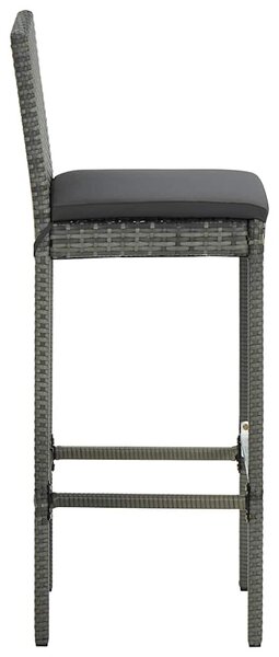 2 db szürke polyrattan kerti bárszék párnával