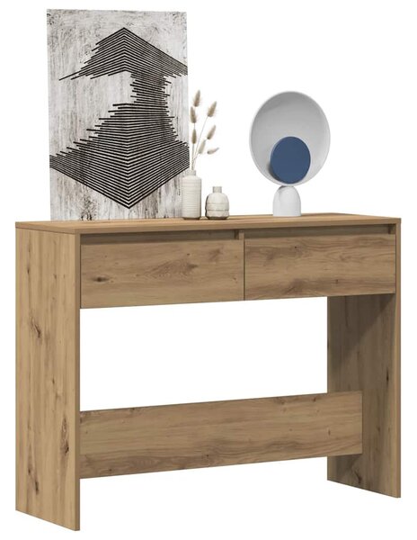 Kézműves tölgy színű szerelt fa dohányzóasztal 100x35x76,5 cm