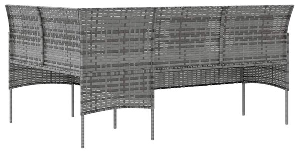 Szürke polyrattan L-alakú kanapé párnákkal