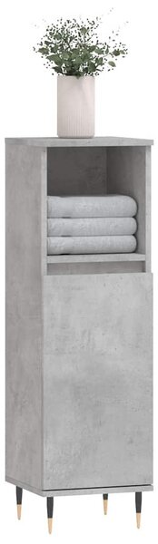 Betonszürke szerelt fa fürdőszobaszekrény 30 x 30 x 100 cm