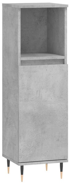 Betonszürke szerelt fa fürdőszobaszekrény 30 x 30 x 100 cm
