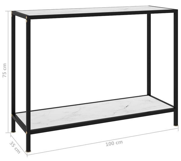 Fehér edzett üveg tálalóasztal 100 x 35 x 75 cm