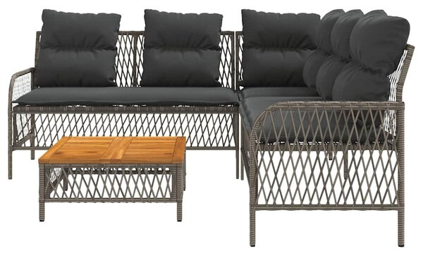 2 részes szürke polyrattan kerti kanapészett párnákkal