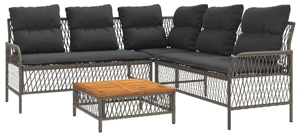 2 részes szürke polyrattan kerti kanapészett párnákkal