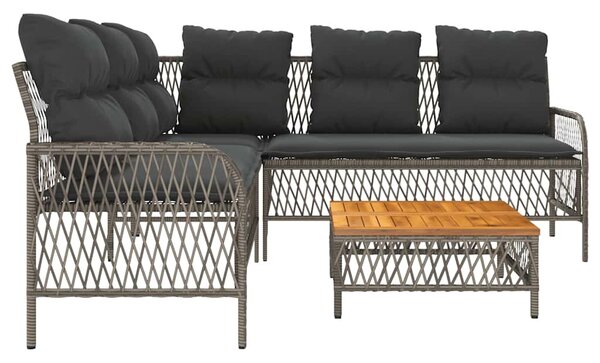 2 részes szürke polyrattan kerti kanapészett párnákkal