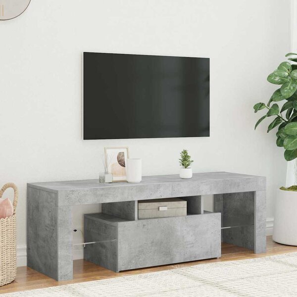 Betonszürke TV-szekrény LED-lámpákkal 120 x 35 x 40 cm