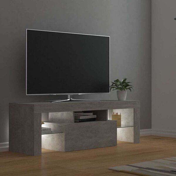 Betonszürke TV-szekrény LED-lámpákkal 120 x 35 x 40 cm
