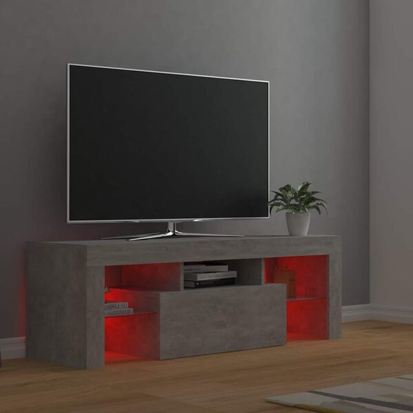 Betonszürke TV-szekrény LED-lámpákkal 120 x 35 x 40 cm