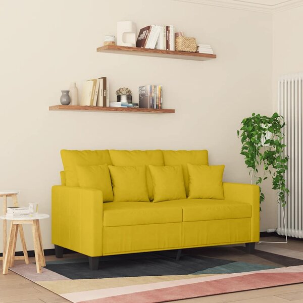 Kétszemélyes sárga bársony kanapé 120 cm