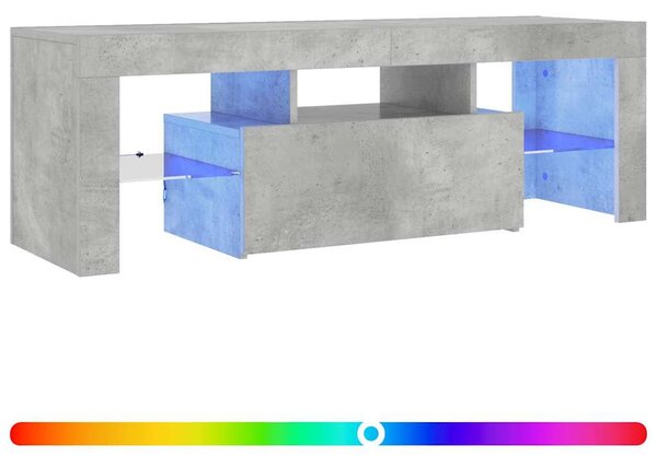 Betonszürke TV-szekrény LED-lámpákkal 120 x 35 x 40 cm