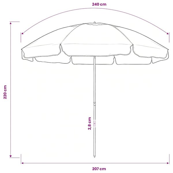 Kék strandnapernyő 240 cm