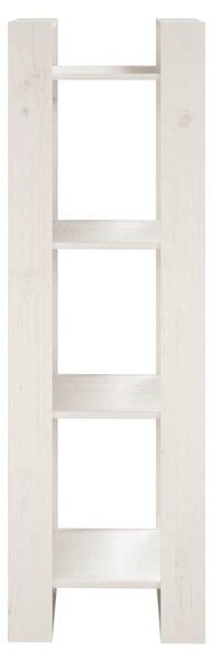 Fehér tömör fenyőfa könyvszekrény/térelválasztó 41x35x125 cm