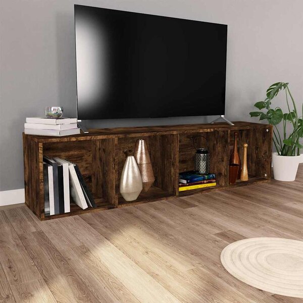 Füstös tölgy színű szerelt fa könyv-/TV-szekrény 36x30x143 cm