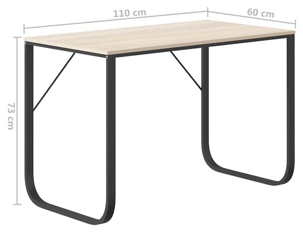 Fekete-tölgyszínű forgácslap számítógépasztal 110 x 60 x 73 cm