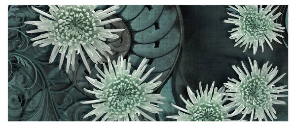Kép - Zöld virágok (120x50 cm)