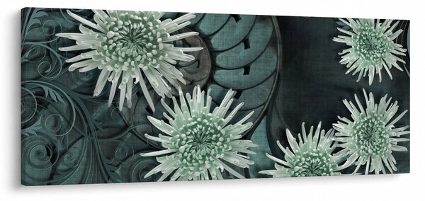 Kép - Zöld virágok (120x50 cm)