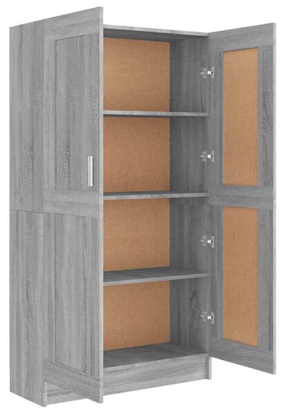 Szürke sonoma színű szerelt fa könyvszekrény 82,5x30,5x150 cm