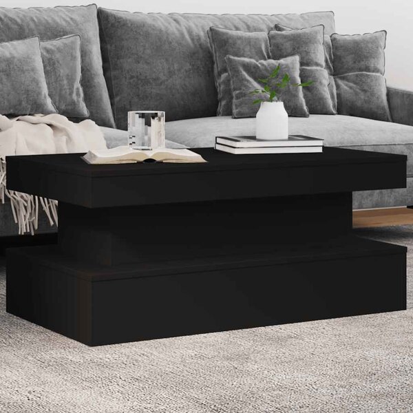 Fekete dohányzóasztal LED-lámpákkal 90x50x40 cm