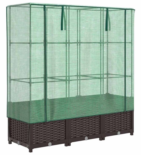 Rattan megjelenésű magaságyás melegháztakaróval 120x40x138 cm
