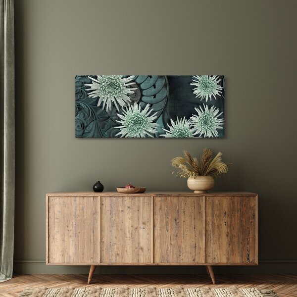 Kép - Zöld virágok (120x50 cm)