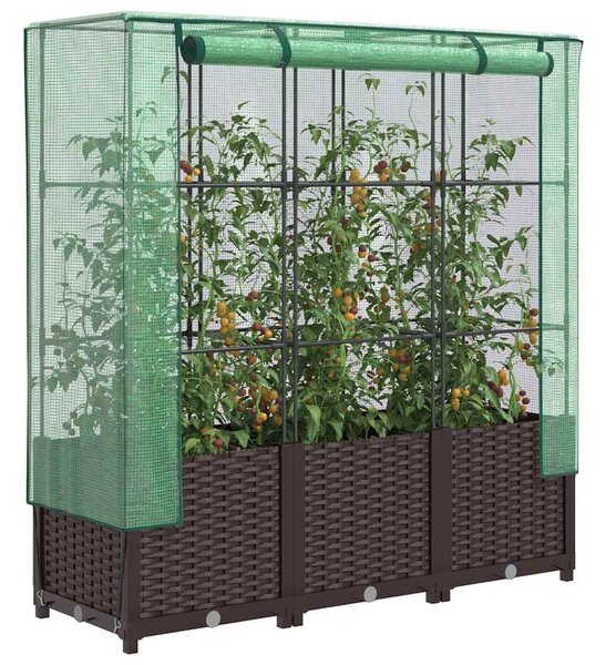 Rattan megjelenésű magaságyás melegháztakaróval 120x40x138 cm