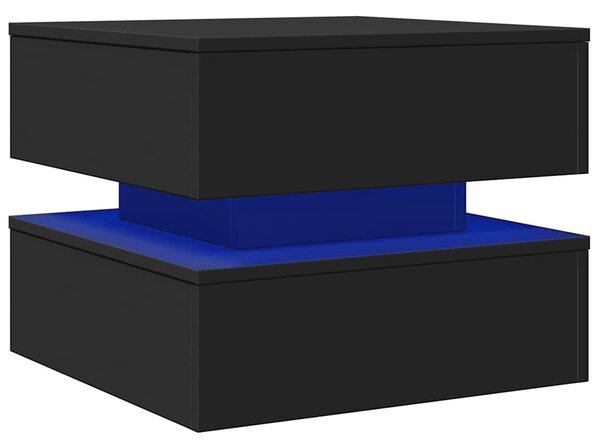 Fekete dohányzóasztal LED-lámpákkal 50 x 50 x 40 cm