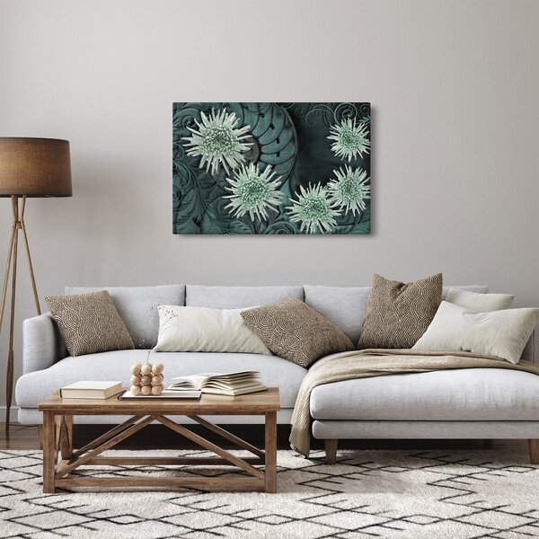 Kép - Zöld virágok (90x60 cm)