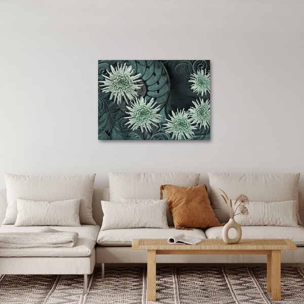 Kép - Zöld virágok (70x50 cm)