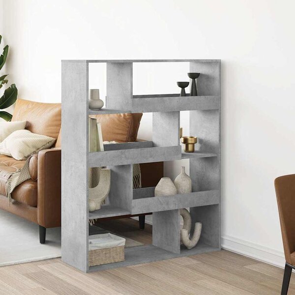 Betonszürke szerelt fa térelválasztó 100 x 33 x 125,5 cm